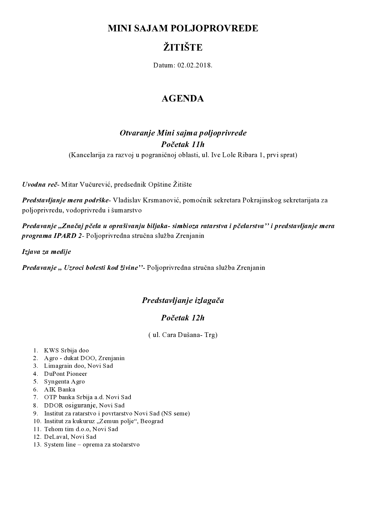 MINI SAJAM POLJOPROVREDE 2018 - AGENDA-page0001